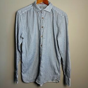 Scott James‎ Men's Gray Gingham Long Sleeve Cotton Button Shirt Size Medium